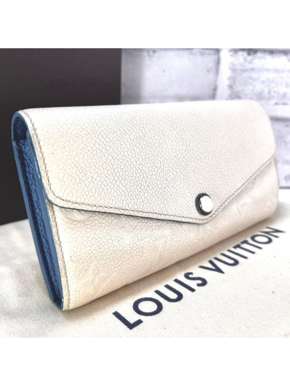 Louis Vuitton Color Empreinte Portefeuille Sarah Blue Jean Wallet